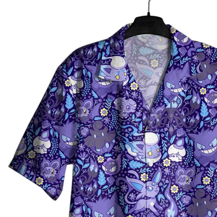 2026 New Fashion Pokémon Gengar Hawaiian Style Shirt Shorts Set Men Women Casual Loungewear Pajama Set Outfit for Beach Parties