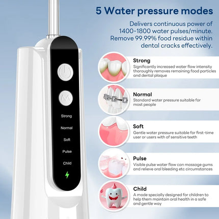 Oral Irrigator Portable Water Flosser Dental Pick 5 Modes 360° Rotated Jet For Cleaning Teeth Thread Floss Mouth Washing Machine