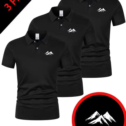 3 pieces of 2026 summer men's solid color polo shirts, men's short-sleeved button-down T-shirts, lightweight lapel streetwear,