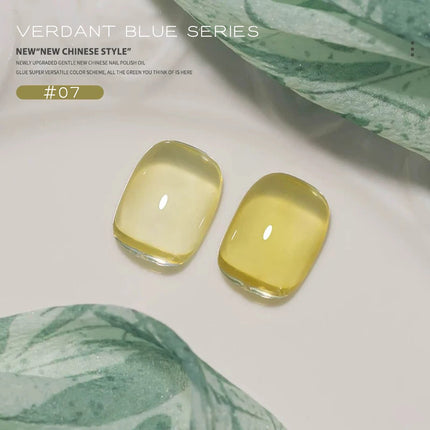 MN 12ML 1-12PCS Chinese Style Turquoise Gel Nail Polish 2026 New Ice Transparent Green Jelly Gel Polish Yellow Green Nails