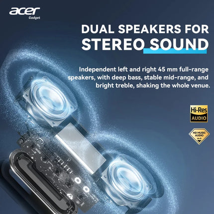 Acer Osk253 Portable Wireless Bluetooth Speaker, with Built-In Dual Speakers and High-Definition Microphone, Supports Tf Card and Fm Radio Function, Comes with Ambient Lighting, High-Quality Wireless Audio