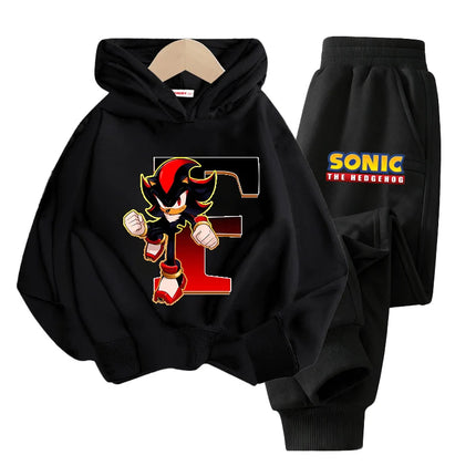 Sonics Hooded Sweatshirt Sets Anime Long Sleeves Pants Suit Boy Cartoon Hoodie Pants Set Kids Sports Tops Spring Autumn Clothes