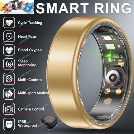 2026 Smart Ring Blood Pressure Heart Rate Sleep Monitoring Smartring IP68 & 5ATM Waterproof Multi-sport Mode Smartring Man Women