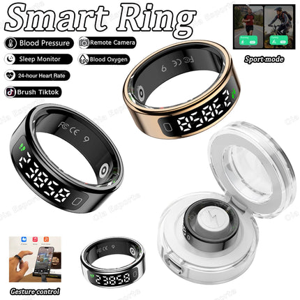 2026 Smart Ring with Display Screen and Touch, Wireless Charging Case,Health Manager,5ATM Waterproof For Men Women R13 Smartring