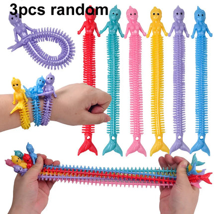 1-6PCS Funny Unicorn Pull Worm Noodle Fidget Toys Stretch String TPR Rope Anti Stress Toys String Stress Relief Autism Vent Toy