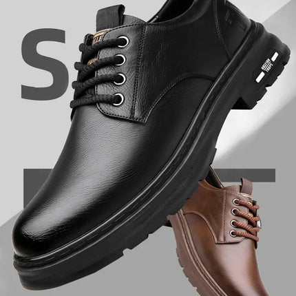 Men's Casual Leather Shoes Designer Trendy All-match Platform Shoes  Men's Business Breathable Leather Shoes shoe