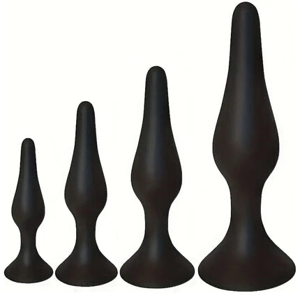 4pcs Silicone Anal Training Set - Soft, Non-Woven Fabric Perfect for Beginners & Advanced Players, Anal Butt Plugs for Men Women