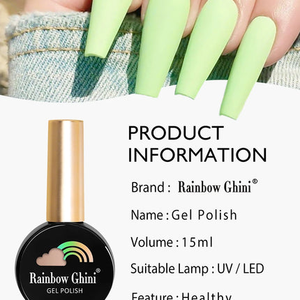 Rainbow Ghini 12pcs/set Gel Nail Polish HEMA TPO FREE Vernis Nail Gel Polish Autumn/Winter Style Supplies ins Style Nail Polish