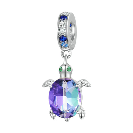 BAMOER 925 Sterling Silver Dreamy Ocean Series Dazzling Crab Beads Seahorse Pendant Charms for Women Bracelet and Necklace DIY