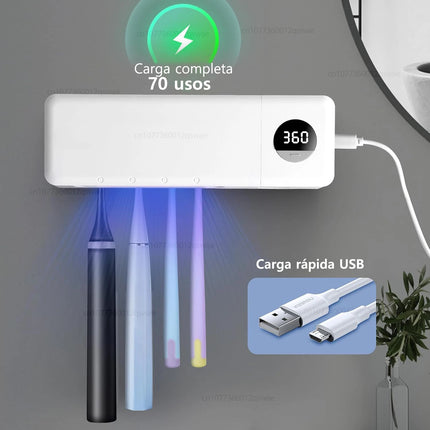 UV Toothbrush Sanitizer UV Light Cleaning Holder Toothbrush Smart Cleaner with Light Clean Air Drying Bathroom Wall Mount Holder