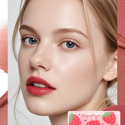 Dragon Ranee Matte Velvet Pink Strawberry Translucent 10 Pieces Lipstick Set Waterproof Sweatproof Non-Stick Lipstick Set