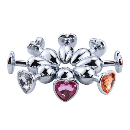 Heart Base Metal Anal Plug 3 Sizes Crystal Butt Plug for Women Removable Stainless Steel Anal Anus Masturbation Adult Sex Toys