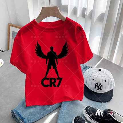 New Summer CR7 Print Cotton Boys Girls T-shirt Cristiano Ronaldo Clothing Fashion Outdoor Casual Fashion Sports Tees Top T-shirt
