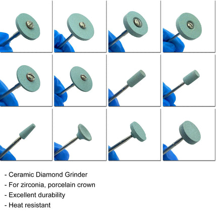 10Pcs High Quality Dental Ceramic Diamond Polishing Burs for Dentist Lab Quick Polishing Zirconia Porcelain Crown Tools