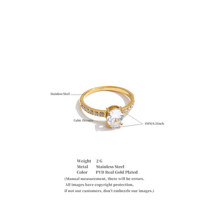 Yhpup Size 6789 AAA Shiny Cubic Zirconia Engagement Wedding Ring for Women Stainless Steel High Quality Premium Jewelry Gift