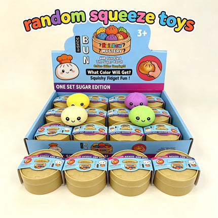 HOT Colorful Simulated Steamed Bun Squishy Blind Box 1-6pcs with Dumpling Sensory Squeeze Toy for Stress Relief