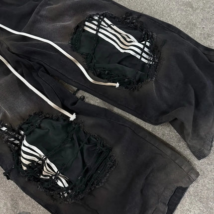 2026 New Y2K Striped Ripped Baggy Jeans for Men Women Harajuku Hip Hop Wide Leg Pants Korean Fashion Couple Casual Trousers