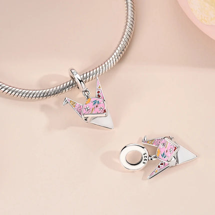 925 Sterling Silver Japanese Koinobori Senbazuru Mount Fuji Souvenir Pendant Fit Original Charm Bracelets Women DIY Jewelry Gift