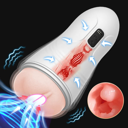 Automatic Male Masturbator Blowjob Vibration Machine Real Vagina Pocket Pussy Penis Oral Masturbation Cup Adult Sex Toy for Man