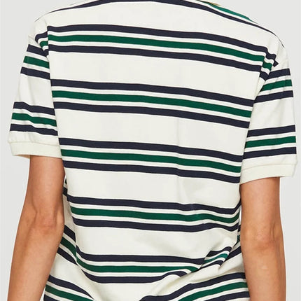 Women Summer Basic T-Shirt Casual Striped Print Lapel Short Sleeve Tops For Streetwear Aesthetic Grunge Clothes Hot Sale S-XL