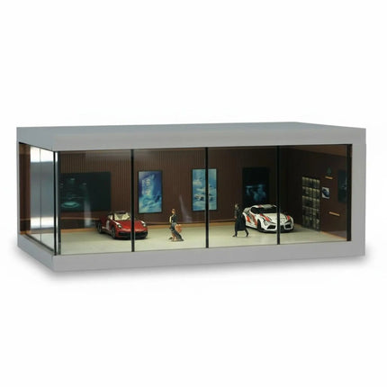 1/64 Scale Display Box Clear View LED Lit Model Display Box Acrylic Car Case Scene Design Diecast Car Showcase Easy to Assemble