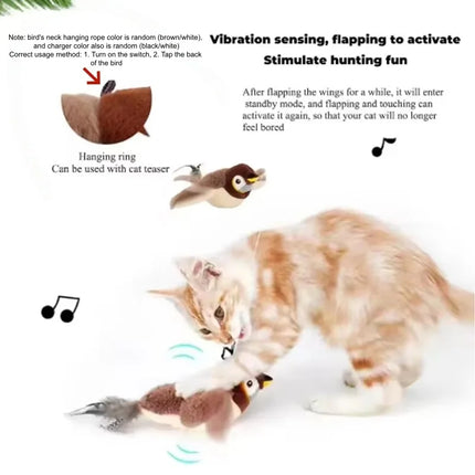 Hot Simulated Bird Cat Toy Interactive Toys Dog Rechargeable Chirping Flapping Bird (no Flying) Touch Activated Plush Pet Toy