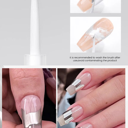 BORN PRETTY 7ml Silver Metal Effect Watercolor Nail Polish Clear Blossoming Effect Natural Air Dry Manicure Nail Art Varnish