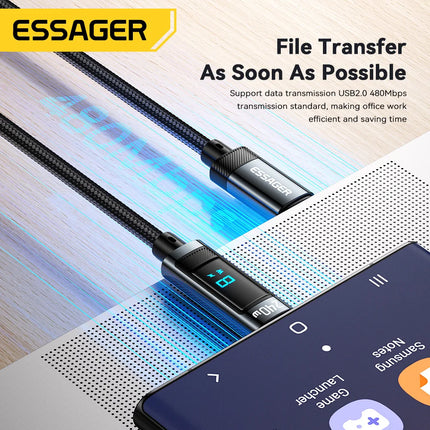 ESSAGER 240W USB C To Type C Cable PD3.1 6A Super Fast Charging Cable Type C For iPhone16 15 Xiaomi Samsung S23 Huawei Macbook