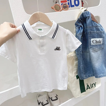 Boys' Polo Shirt Short Sleeve Children's Summer Dress Striped T-shirt 2025 Korean Edition Loose Half Sleeve Summer Top Trendy