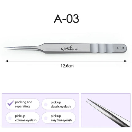 NATUHANA  Eyelash Extensions Tweezers Lash Artists High Precision Stainless Steel Superhard Anti-Static Tweezers Makeup Tools