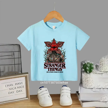 Trendsetting Stranger Things Prints for Summer Cheap Yet Chic O-neck Tees for Boys and Girls Soft Fashionable for Kids