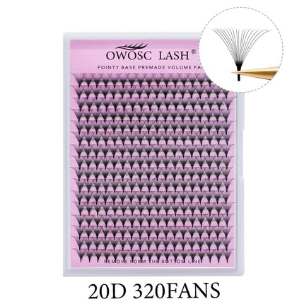 OWOSC 320 Fans Pointy Base Premade Volume Fans Medium Stem Sharp Thin Pre Made Russian Volume Fan Eyelash Extensions custom logo