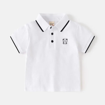 HoneyCherry Children's Short-sleeved T-shirt New Boys Polo Shirt Baby Half-sleeve Embroidery Tops Kids Designer Clothes