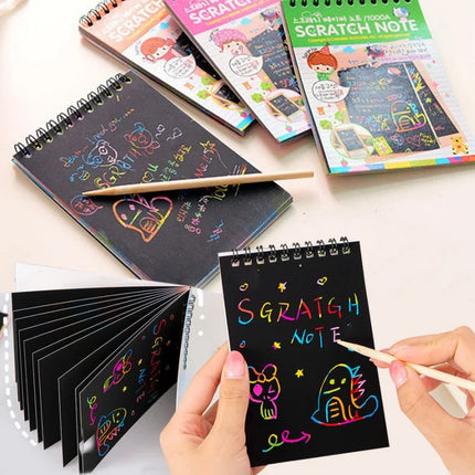 10Page/Book Magic Antistress Coloring books for children adult Kids drawings Scratch note book black cardboard stationery paper