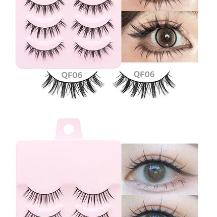 DINGSEN 5 Pairs Manga Lashes Eyes Lashes Soft Natural Long Eyelashes Fake Lashes Anime Wispy Strip False Eyelashes Makeup