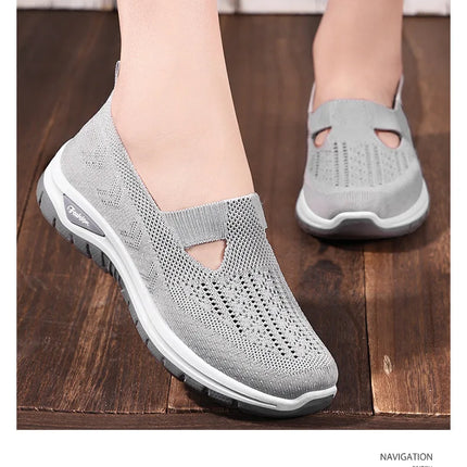 2025 New Mesh Women Vulcanized Shoes High Quality Women Sneakers Slip On Flats Shoes Women Loafers Plus Size 42 Walking Flat
