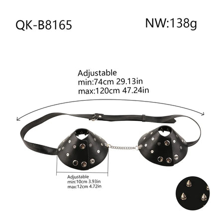 PU Leather Nipple Clamps Female Erotic Chest Bondage Device Rivets Sexy Lingerie Adult Body Accessories Clitoral Stimulation 18+