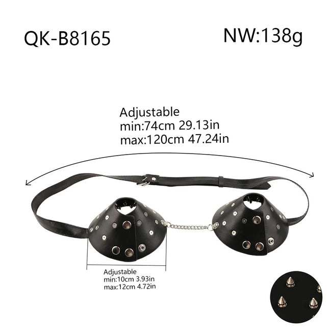 PU Leather Nipple Clamps Female Erotic Chest Bondage Device Rivets Sexy Lingerie Adult Body Accessories Clitoral Stimulation 18+