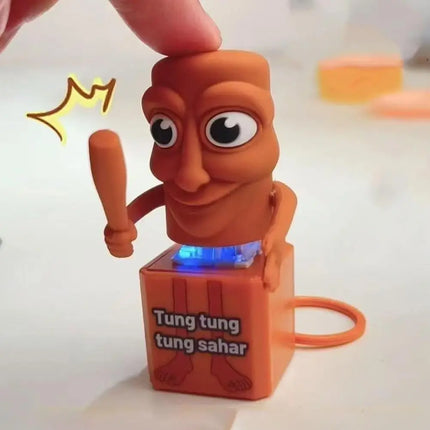 Tung Tung Tung Sahur Tralalero Tralala Shark Italian Brainrot Keyboard Clicker Fidget Keychain with Sound LED Light