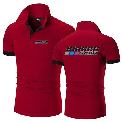 2024 Summer Men's Mugen Seiki Logo Print Popular Lapel Collar Cotton Simplicity Comfortable Quick-Drying Solid Color Polo Shirts