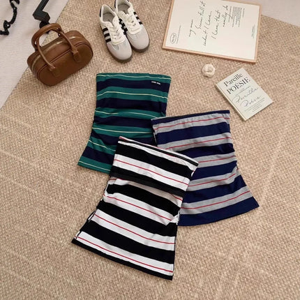 Ultra Sexy Striped Pure Desire Backless Vest with Anti-Slip Strip Integrated Cotton Camisole Tank Top Women's Fashion