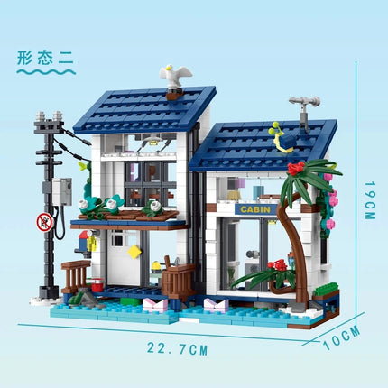 20201 813pcs Idea 3 in 1 Seaside Holiday Villa Building Blocks Construction Bricks Assembling Children's Toys Birthday Gift Set