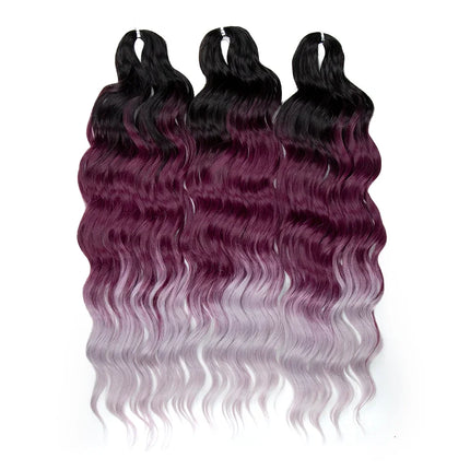 FREEDOM Synthetic Curly Braiding Hair Extensions 24 inch/60 cm Long Deep Wavy Twist Crochet Braids Hair Ombre Brown Rainbow Hair