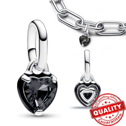 Romantic 925 Sterling Silver Purple Green Pink Chakra Heart Mini Dangle Charm Fit Pandora Me Bracelet DIY Women Jewelry