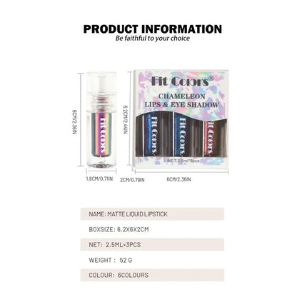Glossy Metallic Eyeshadow Lipstick Set Liquid Glitter Pigment Optical Chameleon Face Beauty Makeup Cosmetic