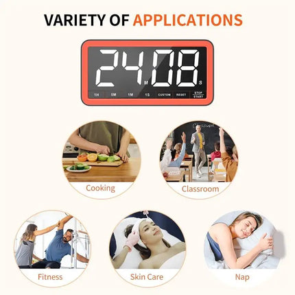 VOCOO Rechargeable Larger LED Digital Kitchen Timer Portable Magnetic Countdown Timer Cooking Timer For Classroom Kitchen