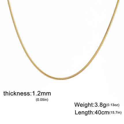 My Shape Round Snake Chain Necklace for Women Men Stainless Steel Link Chain 0.9mm 1.2mm 2mm Chains Choker Fashion Jewelry Gifts