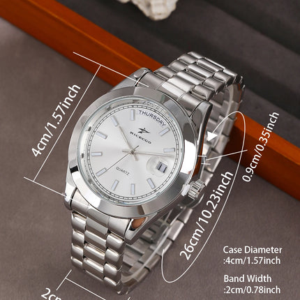 Fashion Watch Casual Clock for Men Business Daily Stainless Steel Quartz Wristwatch Clock Watch for Couples Father Gift