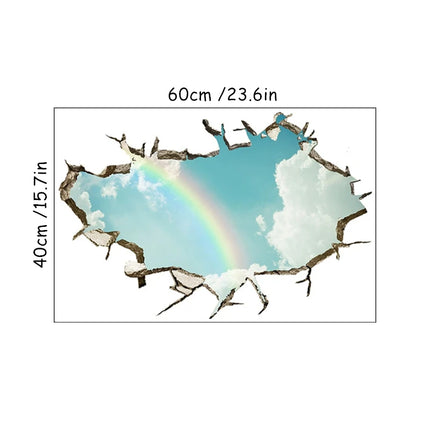 3D Wall Hole Art Star Sky Mural Meteor Crescent Moon Vinyl Stickers Home Decoration for Aesthetic Room Roof Night View Wallpaper