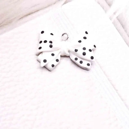 10pcs 28*20mm Cute Small Dot Bowknot Resin Flatback Charms For Pendant DIY Earrings Necklace Jewelry Accessories Finding